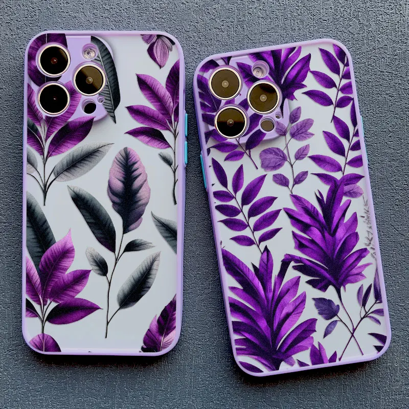 Tropical Purple Leaf Flower Shockproof Phone Case