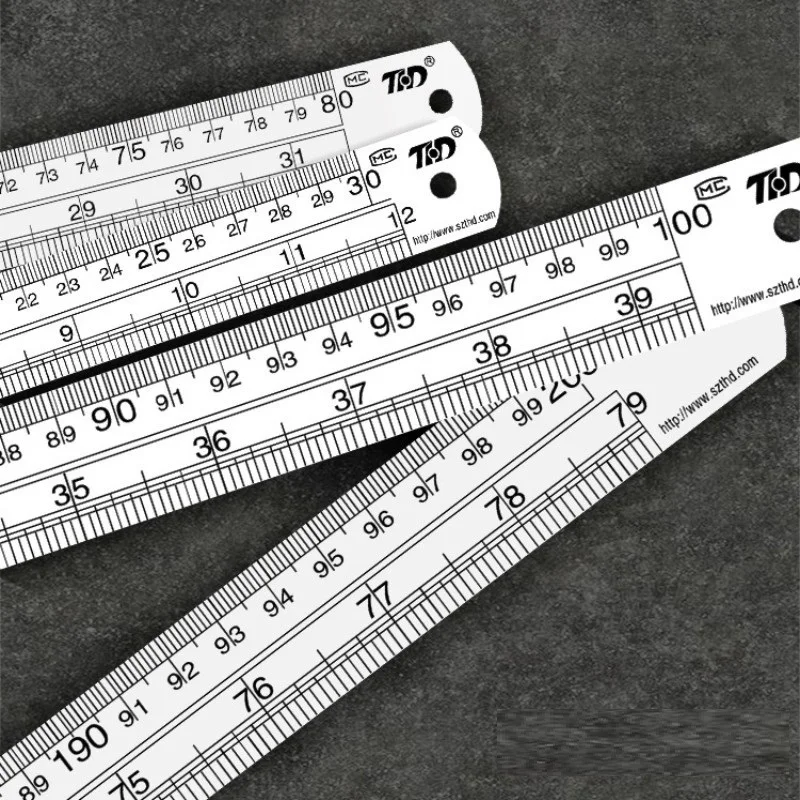 양면 스테인레스 스틸 직선 눈금자 미터법 규칙 정밀 측정 도구 15cm/6 인치 30cm/12 인치 학교 사무용품