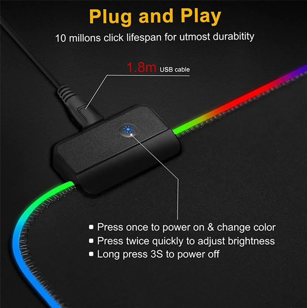 Mat Gloway Gaming Accessories Light LED Mouse Pad with Backlight Keyboard 90x40 Mouse Pad Anime Rgb Game for PC