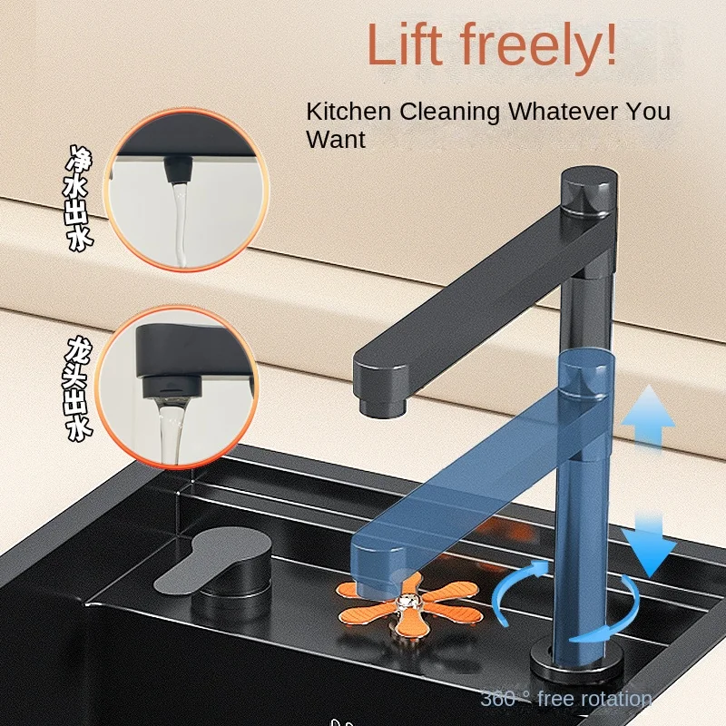 Small Black Kitchen Sink Above Counter or Undermount 304 Stainless Steel Single Bowl Washing Basin Drain Accessories for Kitchen