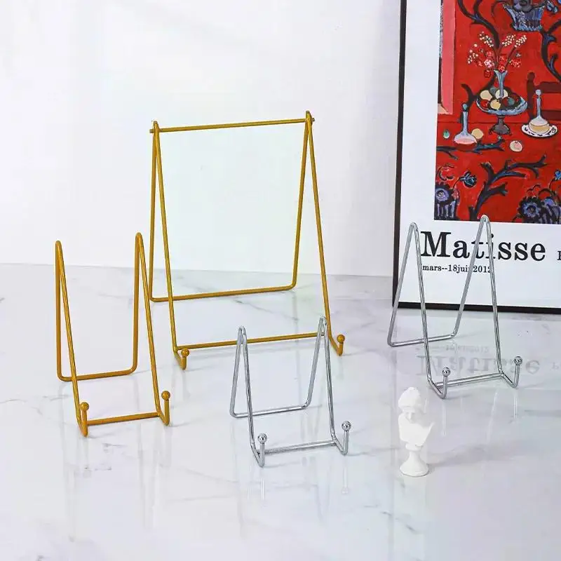 Plate Display Stand Picture Easel Metal Plate Stands Holder Display Pictures Frame Photo Decorative Dish Tabletop Arts 1pc