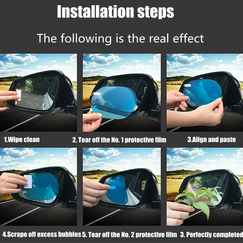 2/4/8 Pcs Car Side Rearview Mirror Waterproof Anti-Fog Film Side Window Glass Film Can Protect Your Vision Driving On Rainy Days images - 6