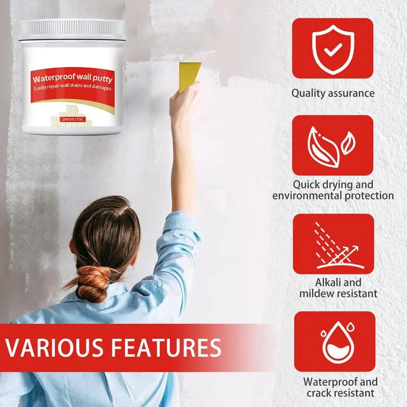 Hole Filler Putty For Walls High Density Spackle Paste Cream Multifunctional Waterproof Household Repairing Tool Long Lasting