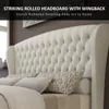 Chenille Upholstered Sleigh Bed with Scroll Wingback Headboard & Footboard/Button Tufted/No Box Spring, Bed Bases & Frames 5