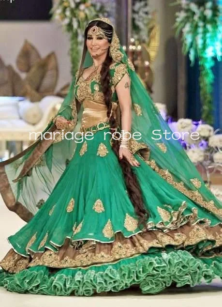 Caftan Robe Voile Verte Robe De Rhavec Cape Et Voile En Dentelle