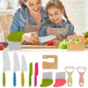 Kids Cooking Cutter Set Safe Reusable Plastic Toddler Knife Potato Crinkle Cutter Peeler Children DIY Kitchen Accessories 2023