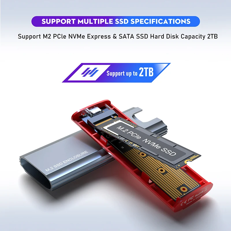 M2 SSD Ŭ NVMe USB TYPE-C 10Gb PCIe SSD ڽ, M.2 NVMe NGFF SATA SSD ũ   M.2 SSD ̽,   RTL9210B