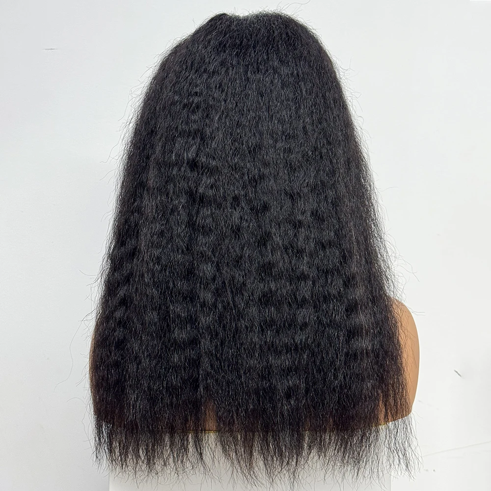 Kinky Straight Human Hair Wigs 13x4 Lace Front Wigs Brazilian Human Hair Yaki Straight Lace Frontal Wig 12-18inches For Women