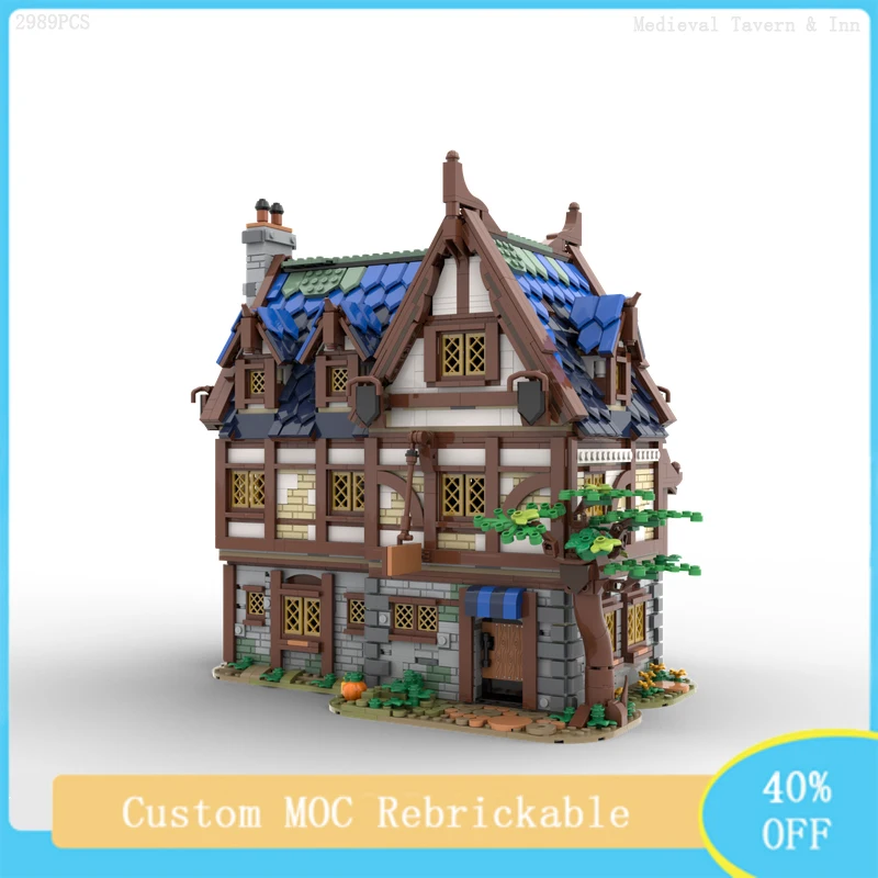 

2989PCS Medieval House Building Street View Model MOC Medieval Tavern Hotel Model DIY Children's Assembly Toys Christmas Gift