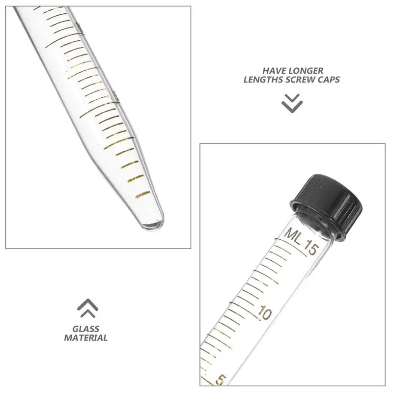 10pcs Centrifuge Tubes With Screw Caps Graduated Test Tube Glass Conical Tube Falcon Centrifugal For School