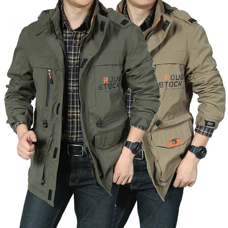 

Men's assault jacket mid-length outdoor casual hooded plus size coat