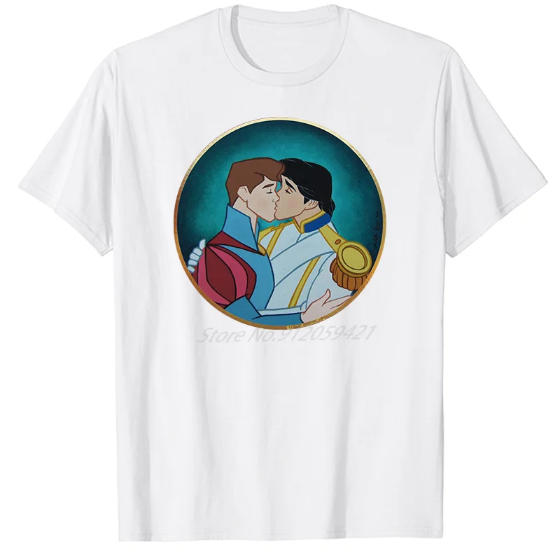 

Футболка ЛГБТ мужская с круглым вырезом, смешная графическая рубашка в стиле унисекс, с принтом смешных гей-поцелуй, уличная одежда в стиле Харадзюку, лето