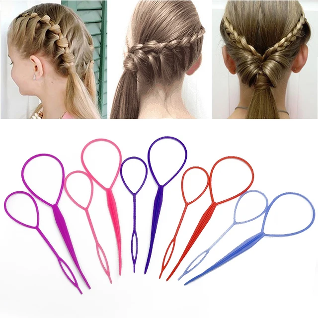 4-10Pcs/Set Ponytail Creator Plastic Loop Styling Tools Black Pony Topsy Tail Clip Hair Braid Maker Styling Tool For Women Girl 1