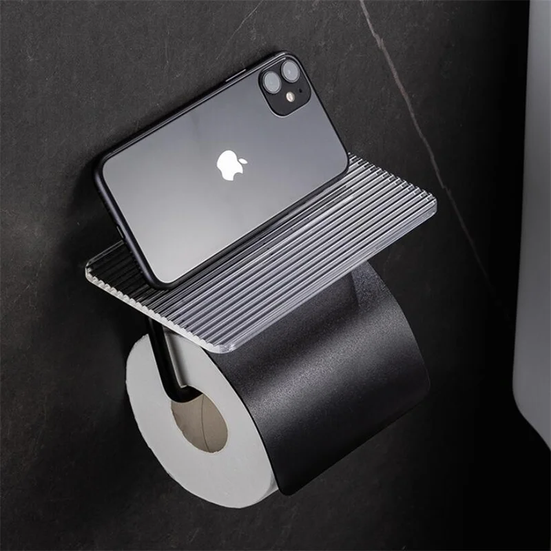 Paper Towel Holder Toilet Paper Holder Toilet Paper Rack Toilet Roll Holder Metal Bathroom Accessories Toilet Paper Holder Organizer Wall Mount WC Phone Holder Towel Roll Shelf Dyson Airwrap Tocadores