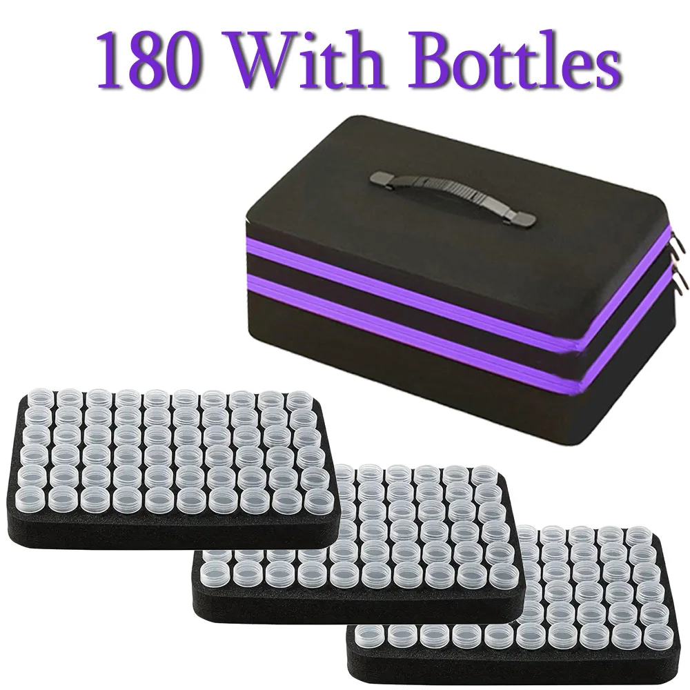 LEIYULY 180 Slot Diamond Painting Storage Case - Includes Jars, Pens, Tools, Portable Craft Organizer