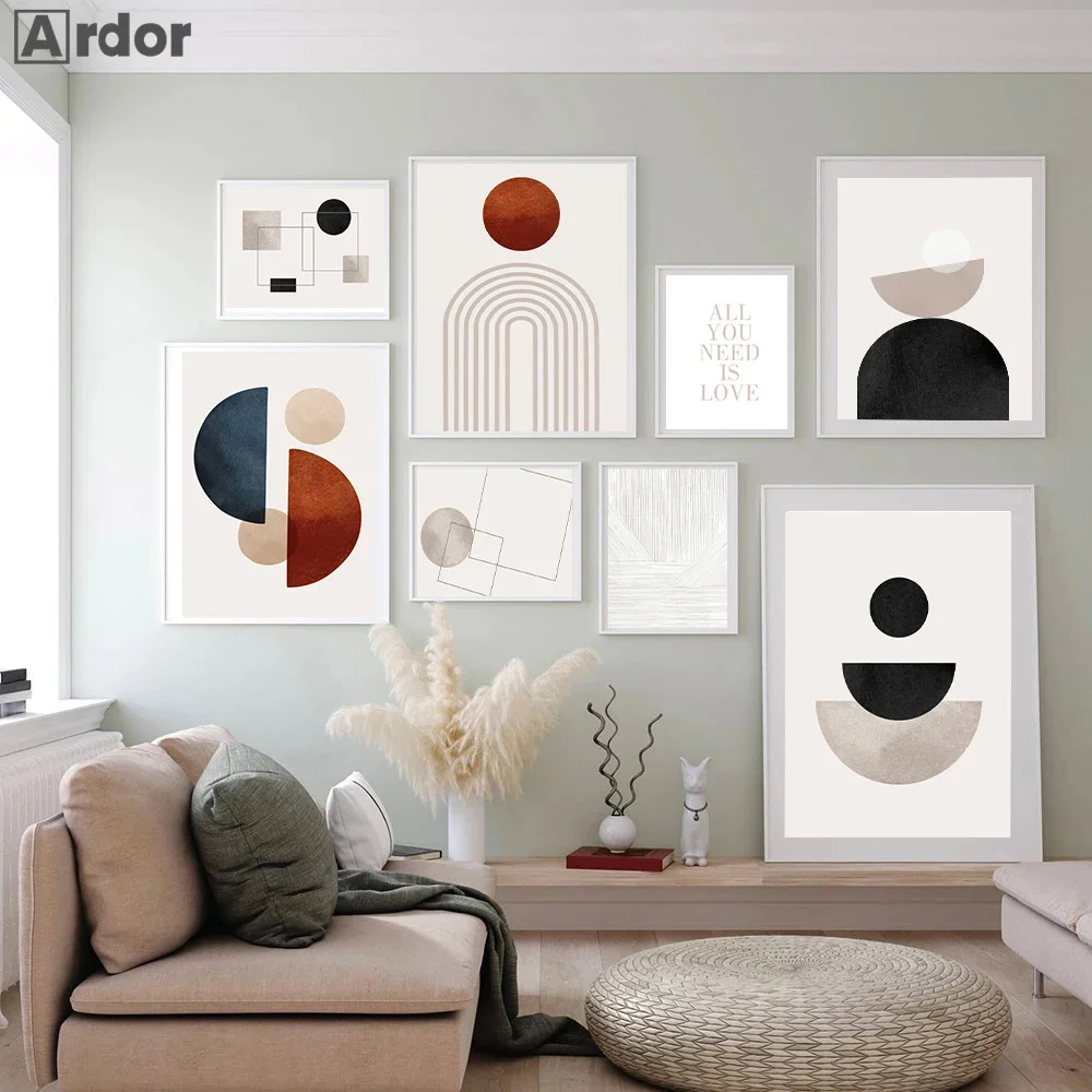 

Абстрактная Геометрическая линия настенный плакат картина Радуга Бохо Печать на холсте Современные плакаты скандинавские настенные картины декор для гостиной