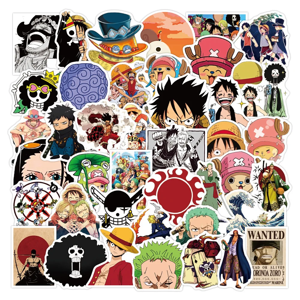 Pegatinas de grafiti de dibujos animados de ONE PIECE, 50 piezas, para  bicicleta, equipaje de viaje, guitarra, portátil, impermeable, genial,  regalo - AliExpress