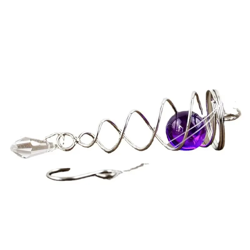Rotating Crystal Gazing Spiral Tail Ball Pendant Wind Spinner Tails Hanging Decorative for Spinners Chime Outdoor Garden & Yard crystal hanging decoration,crystal ornament,crystal wall hanging,glass pendant ornament,wind spinner catcher