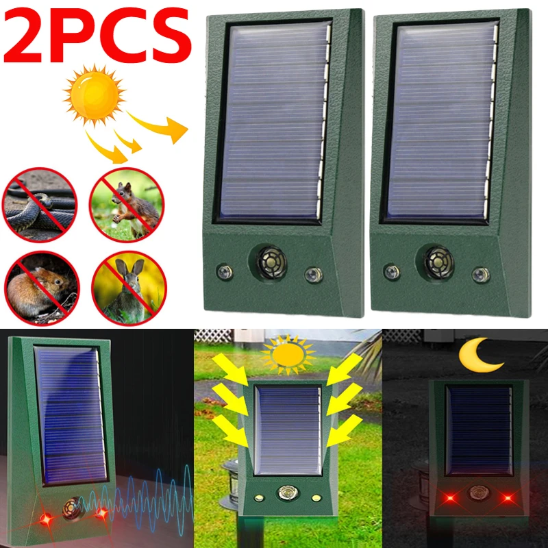 Solar-Powered Ultrasonic Animal Repeller with Waterproof Design and LED Alarm