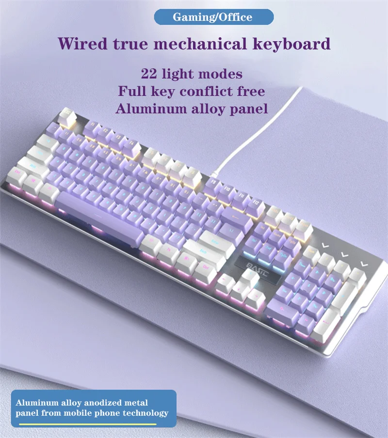 Teclado Mecânico Gamer BASIC Teclas temáticas, Sublimação PBT, 104 teclas - ROLKO tech