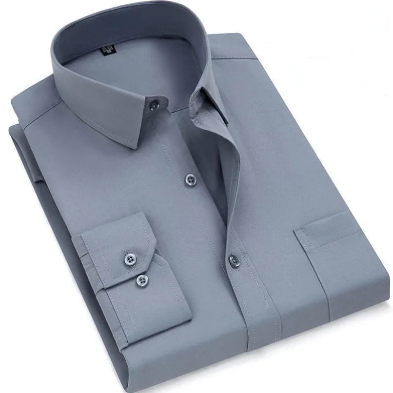 Men's Dress Casual Long Sleeved Shirt Twill White Blue Gray Black Male Shirt For Men Social Brand Shirts 6XL 7XL 8XL 9XL Gozbkf