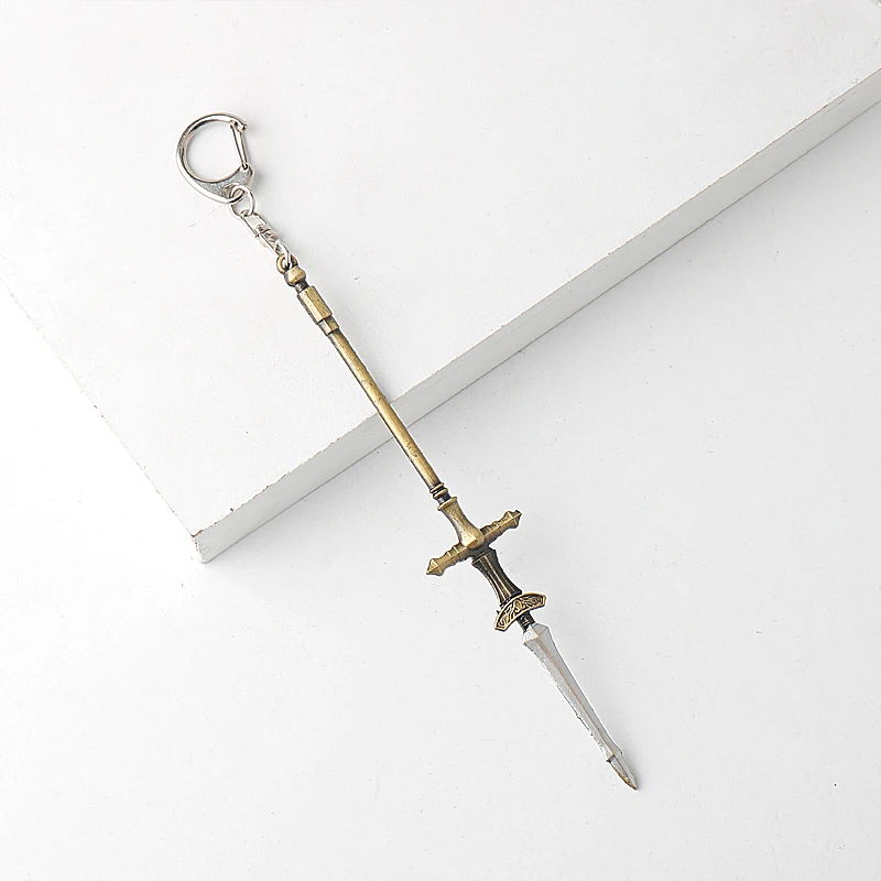 Game Dark Soul Weapon Keychain Anime Dragon Serpent-Hunter 3D Mimi Cartoon Spear Metal Pendant Keyring Jewelry Cosplay Gift
