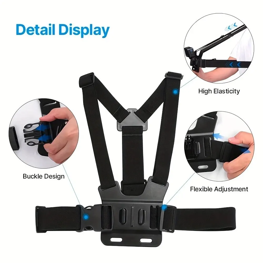 Accessories Kit Head Chest Strap Mount Adjustable Holder for GoPro Phone SJCAM AKASO insta360 DJI Osmo Action Camera Accessories