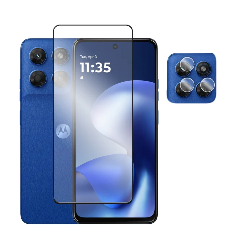 Premium Full Cover Tempered Glass Screen Protector with Camera Lens Film