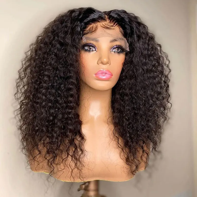 

Afro Kinky Curly Soft Synthetic Lace Front Wig 180% Density High Quality Heat Resistant Fiber Pre Plucked For Women Daily Use