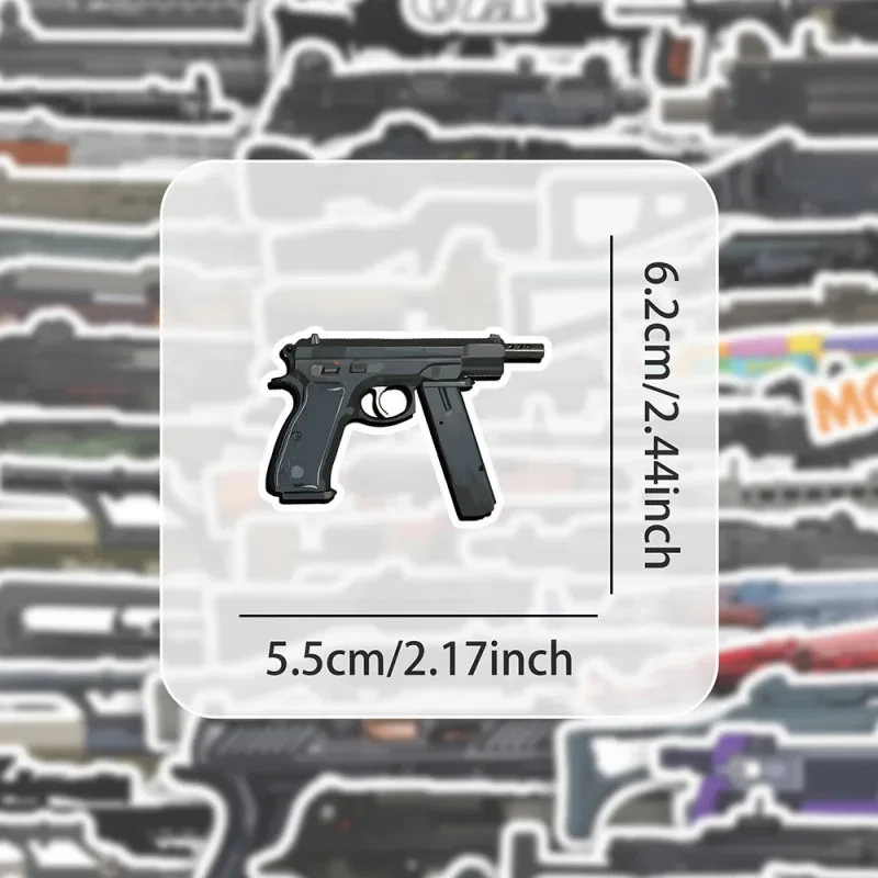 10/30/60Pcs Cartoon Gun Pattern Stickers Graffiti Military Waterproof Sticker
