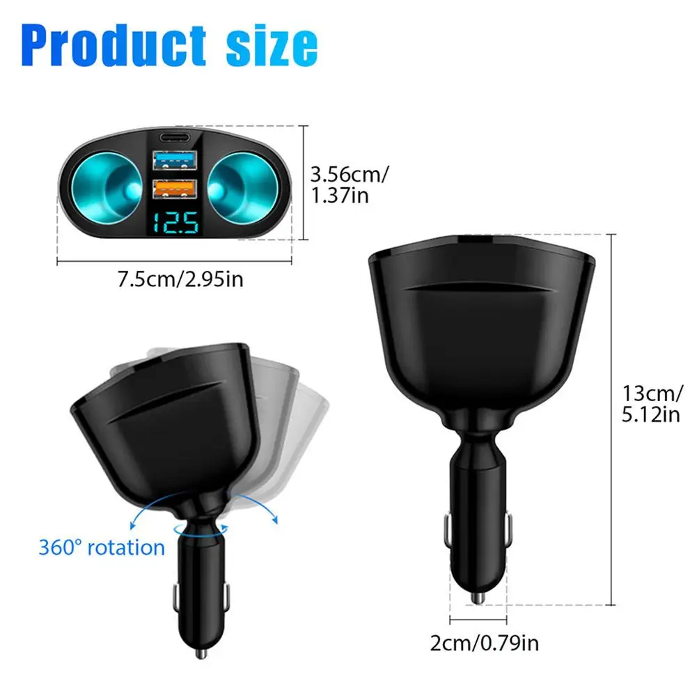 ڵ   PD USB  QC3.0 + 2.4A  USB + 1 Ÿ C Ʈ, Ʈ   LCD ÷  ø, 12-24V