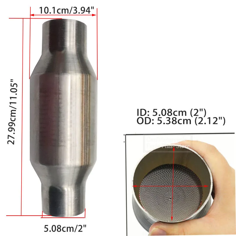200-Cell High Flow Stainless Metallic-Core Race Catalytic Converter Catalyst Euro1 2"/2.25"/2.5"/3"