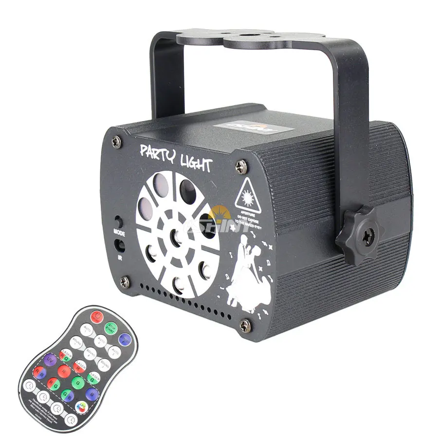 Portable Battery DJ Disco Light 120 Pattern 9 Lens Double R&G Laser Projector Party RGB UV Dance Decoration Birthday Lamp F11D2