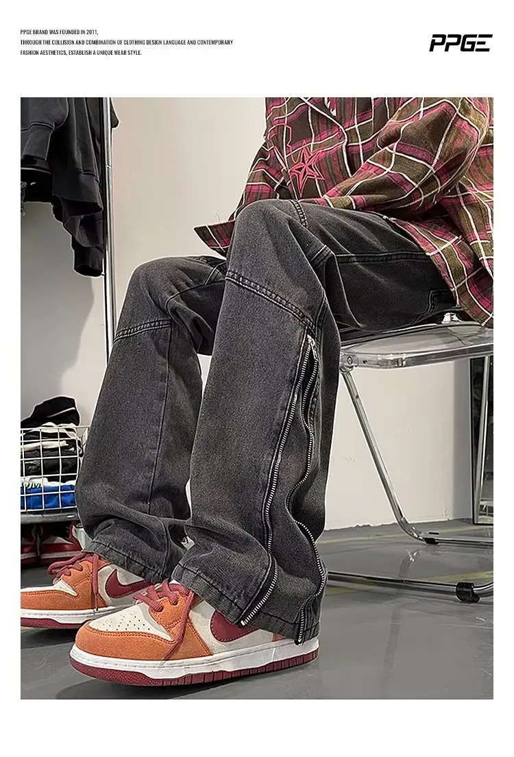 Mens Pants Men Streetwear Ripped Jeans Baggy Jean Denim Shorts Men's Trousers Wide Leg Jeans Man Y2k Clothing Flared Male Cargo
