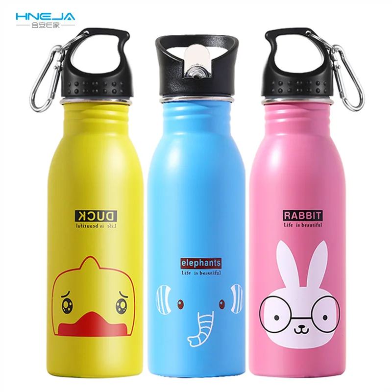 

American 304 Stainless Steel Single Layer Children's Straw Water Kettle Portable Cartoon Sports Bottle