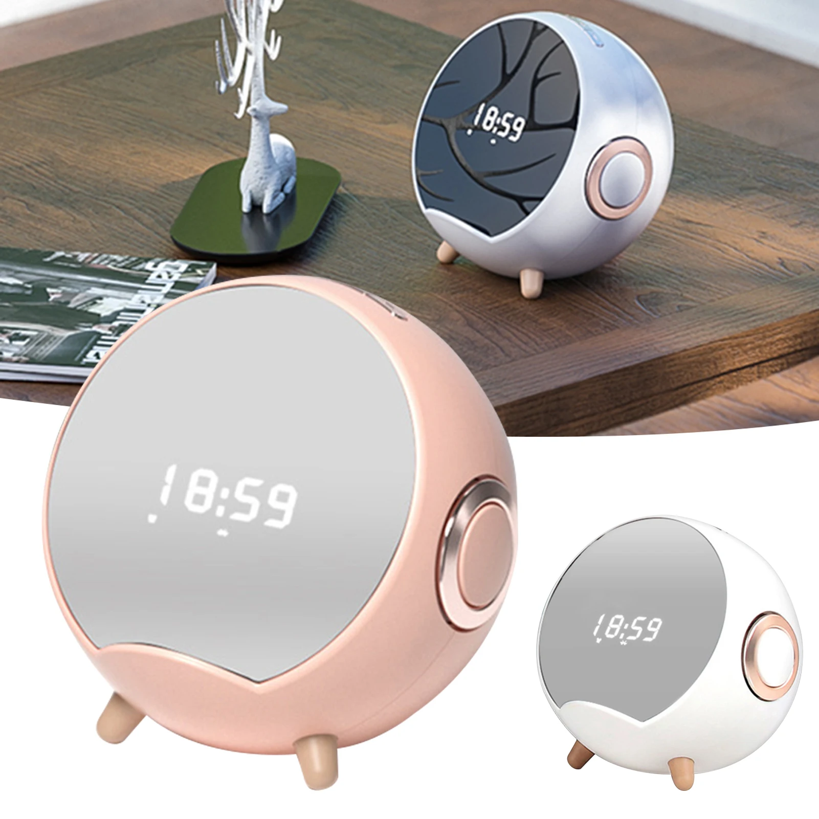 

Fashion Wireless Speaker With Digital Clock Display Rich Stereo Bass Music Loudspeaker For Camping Picnic