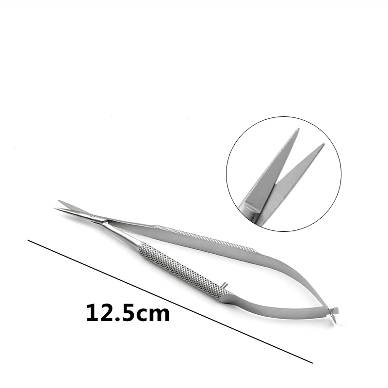 12.5cm Ophthalmic Surgery scissors Flat handle eye Micro scissors stainless steel/ Titanium ophthalmic scissors