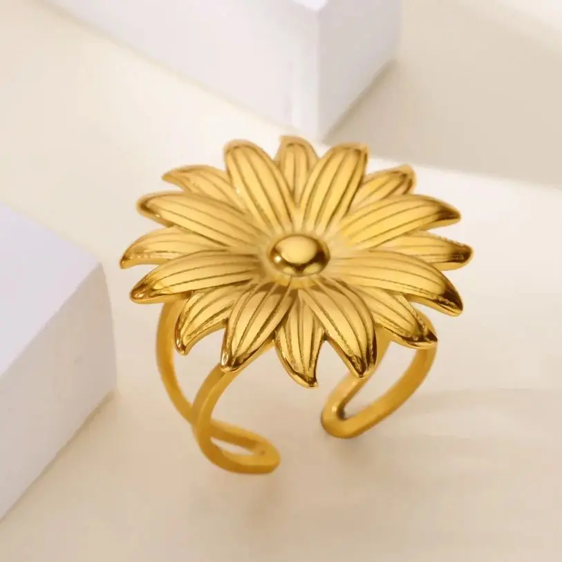 Stainless Steel Sunflower Rings