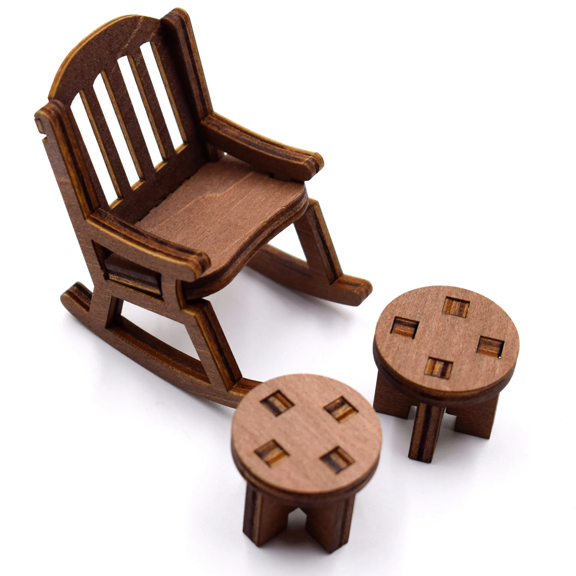 

1/12 Dollhouse Mini Wood Table Chair Model For Doll House Furniture Decor Accessories Kids Pretend Play Toys