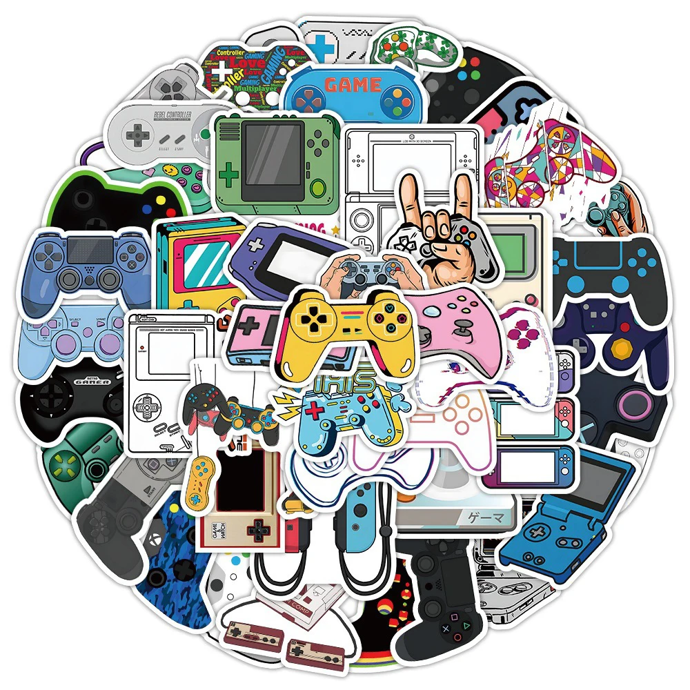 10/30/50pcs Cartoon Retro Video Game Console Stickers Cool Gamepad Joystick Graffiti Sticker Helmet Notebook Bike Phone Decals - 2