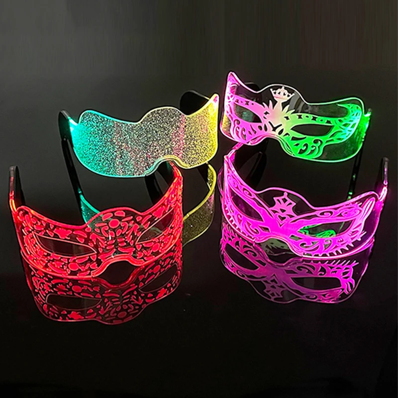 Acrylic LED Luminous Glasses Glow Party Neon Light Up Visor Eyeglasses DJ Bar Party Eyewear For Halloween Christmas