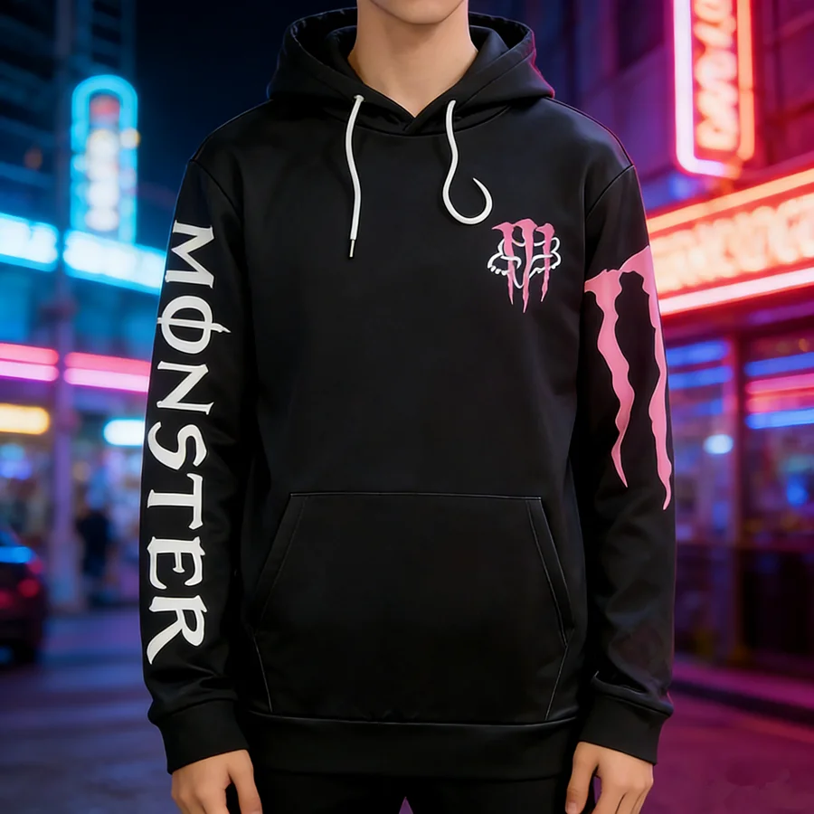 Monster Energy Hoodies – Charcoal Gray Streetwear Pullover For Men & Women