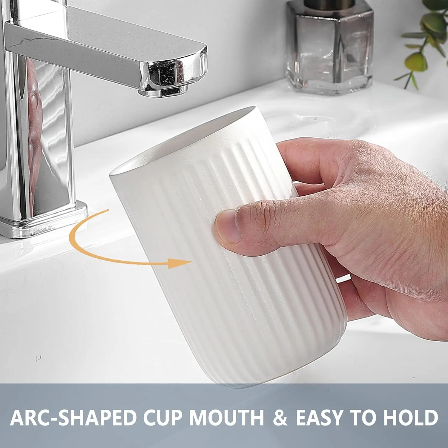 White Toothbrush Holders for Bathrooms - 1 Cups Ceramic Toothbrush Toothpaste Holders, White Bathroom Tumbler Cups Reusable