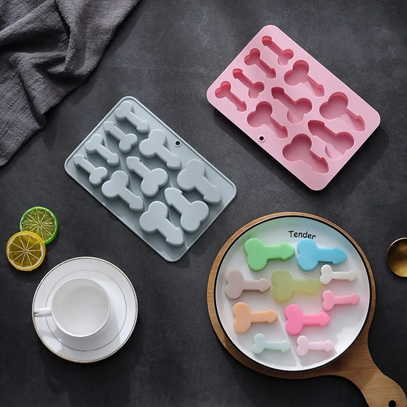 Penis Shape Silicone Cake Baking Mold Ice Cube Tray Cookie Jelly Lollipop Chocolate Candy Cupcake Fondant Cake Decorating Tools