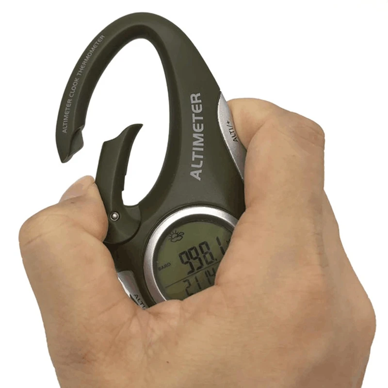Electronic Altimeter Carabiner Altimeter Handheld Thermometer Outdoor Fishing Weather Forecast Mode Meter Outdoor Gadget digital height gauge
