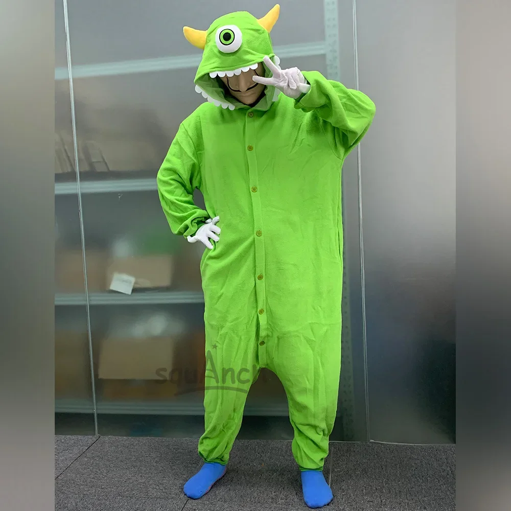 fermeture &eacute;clair pour hommes et femmes, grenouill&egrave;res avec boutons Mike, pyjama Anime Monster Kigurumi Halloween pour couple