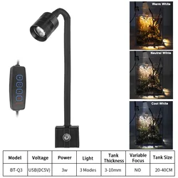Ultra - Thin LED Aquarium Grow Light - Waterproof Clip - On Lamp for Aquatic Plants (BT - Q3)