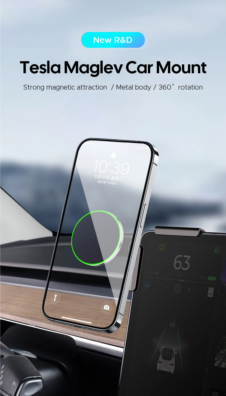 15W Magnetic wireless charging holder for Tesla Model 3 Y X S BYD Atto 3 Accesso