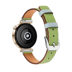 Premium 18mm Genuine Leather Watch Strap - Elegant Replacement Band - Garmin Active S (Green)