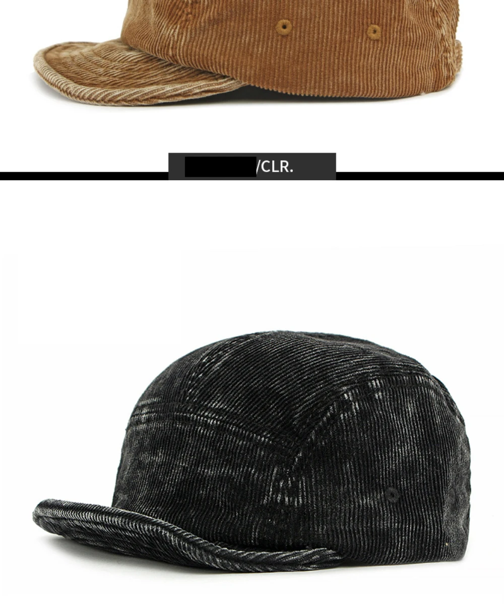 HT4940 Baseballkappe, einfarbig, Cordkappen für Männer und Frauen, weiche Oberseite, kurze Krempe, Baseballmütze, männlich und weiblich, verstellbare Snapback-Kappe – Detail 11
